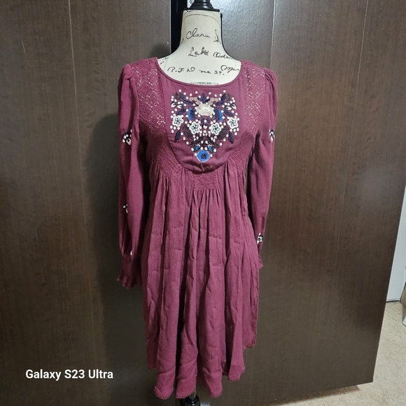 Free People Long Sleeve Embroidered Dress - Picture 4 of 10